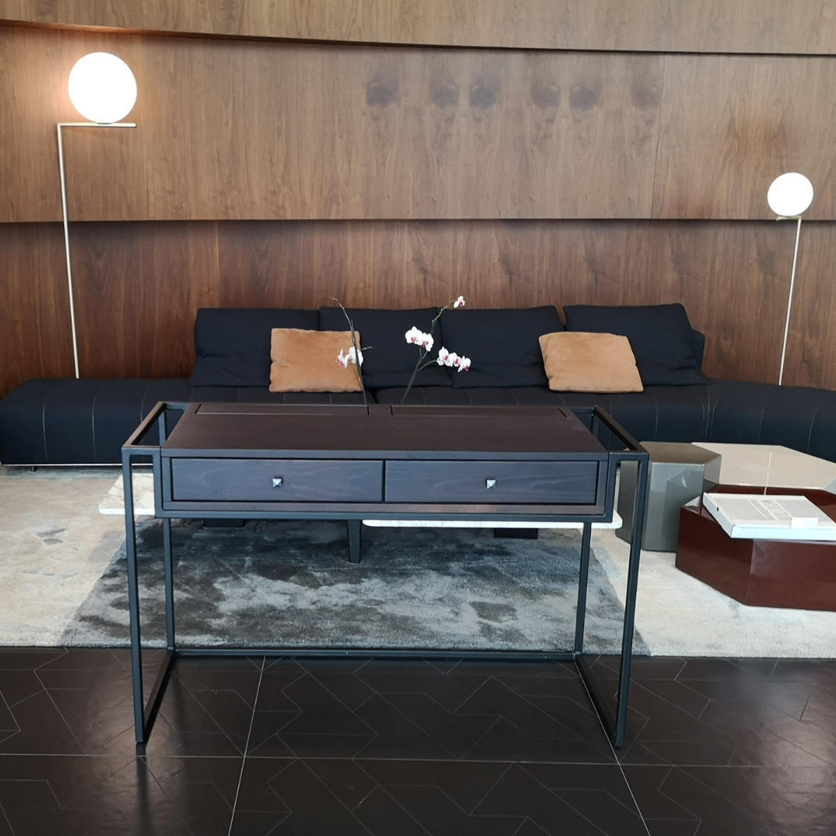 SCHREIBTISCH/KONSOLENTISCH in Loft Stil mit Schubladen aus Holz und Metall BRAN - Eichefarben, Holz (50/120/75cm) - Rawood Furniture