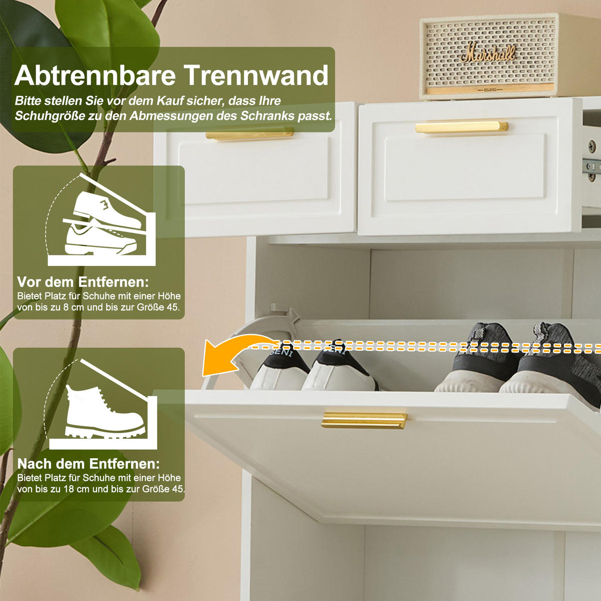 SCHUHSCHRANK Modern Goldgriffe Weiß 95x24x107.5cm - Weiß, Holzwerkstoff (24/107/95cm) - FLIEKS