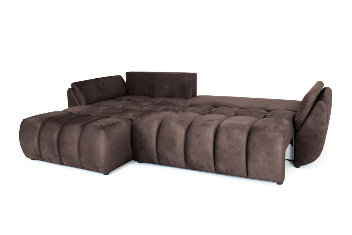 ECKSOFA Collin Mit Schlaffunktion - Braun, Holzwerkstoff/Textil (280/185cm) - Fun Möbel