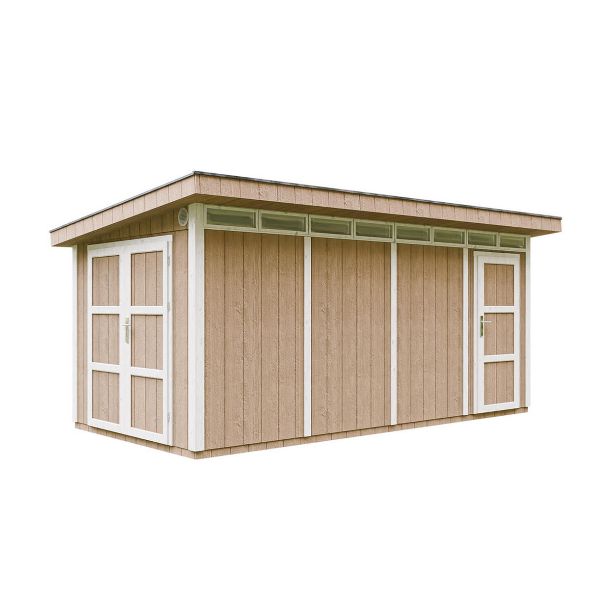 HOLZ-GARTHENHAUS Basis LP SmartSide 8.52 + 2.95 m² mit B530xL279xH237 cm - M905C - TERRA BROWN - Hellbraun, Holz (530/237/279cm) - Timbela