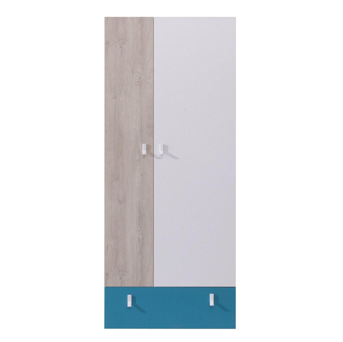 JUGENDZIMMER Space Set C 6-teilig - Weiß-Eiche-Türkis - Türkis/Eichefarben, Holzwerkstoff (80/190/50cm) - QMM TraumMöbel