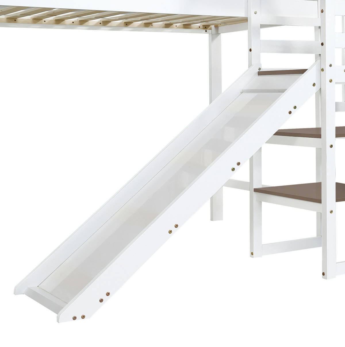 ETAGENBETT mit Fenstern, Rutsche und Stauraumtreppe, Weiß, 90/200 cm - Weiß, Holz (90/200cm) - MIVRAY