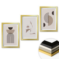 WANDBILDER 3er Set - 20x30 cm Goldrahmen - Abstrakte Formen und Gesicht - Goldfarben, Kunststoff (20/30cm) - ArtPrintCave