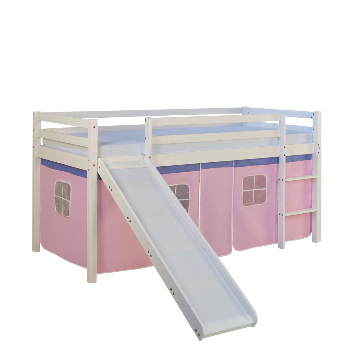 HOCHBETT mit Rutsche 90/200 cm Rosa - Weiß/Rosa, Holz - Homestyle4u