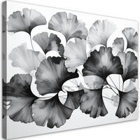LEINWANDBILD Ginkgo Schwarz-weiße Blätter 120x80cm - Schwarz, Textil (120/80cm) - Feeby