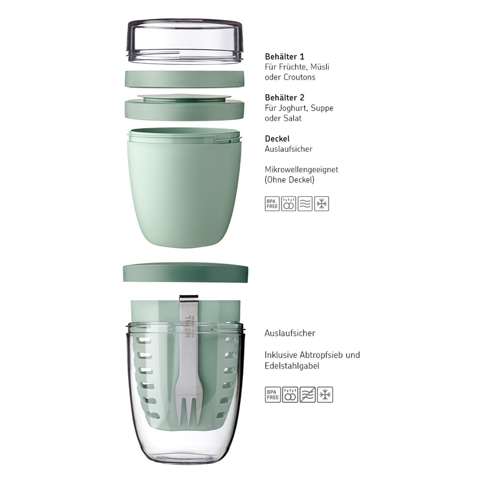 LUNCHPOT MIT FRUITPOT Ellipse Nordic Green 2er Set - Grün, Kunststoff (1/1/1cm) - Mepal