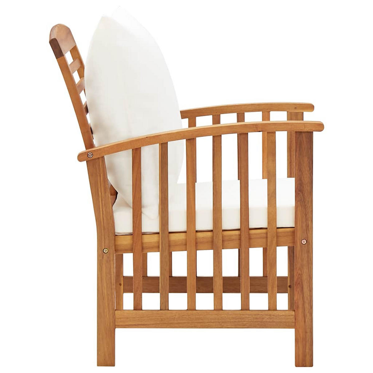 GARTENSTÜHLE mit Crème Kissen, 59/67/83 cm, aus massivem Akazienholz, 2er-Set - Creme/Braun, Holz/Textil (59/83/67cm) - vidaXL