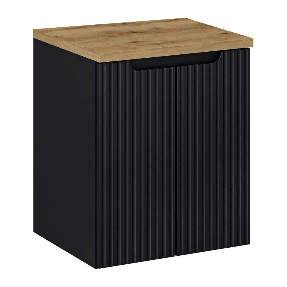 WASCHBECKENSCHRANK Newport-56 - Schwarz, Holzwerkstoff (50/60/40cm) - Lomado