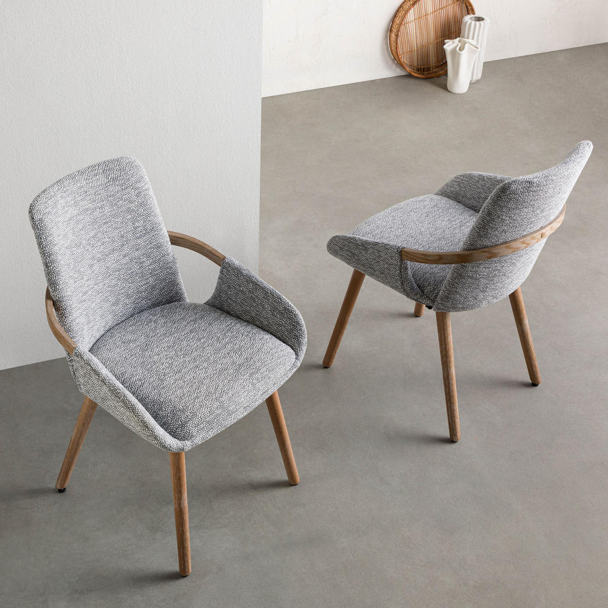 STUHL Massivholz 54 x 59 x 82 cm grau POLSTERSTÜHLE #01 - Grau, Holz (54/82/59cm) - Massivmoebel24