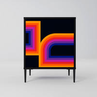 SIDEBOARD BLINDED BY THE LIGHTS, Schwarz, 57,5x42x72,5 cm, Schwarze Metallfüße - Multicolor/Schwarz, Holzwerkstoff/Metall (57.5/72.5/42cm) - SpaceRebels
