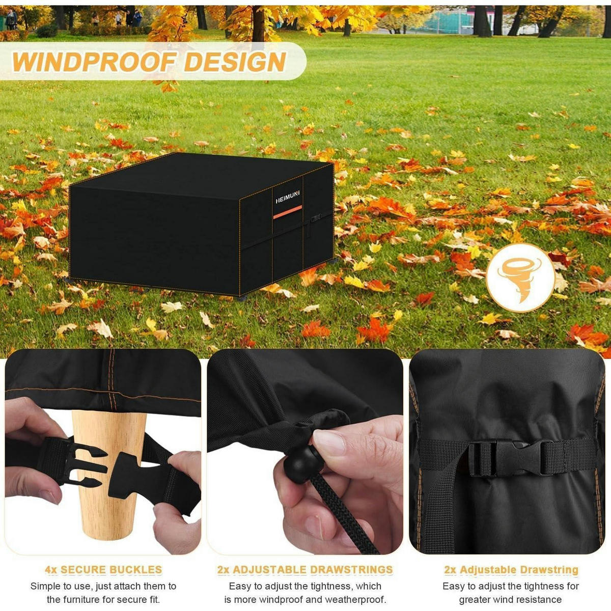 GARTENTISCH Abdeckung 135x95x80 cm Wasserdicht 420D Oxford - Schwarz, Textil (95/80/135cm)