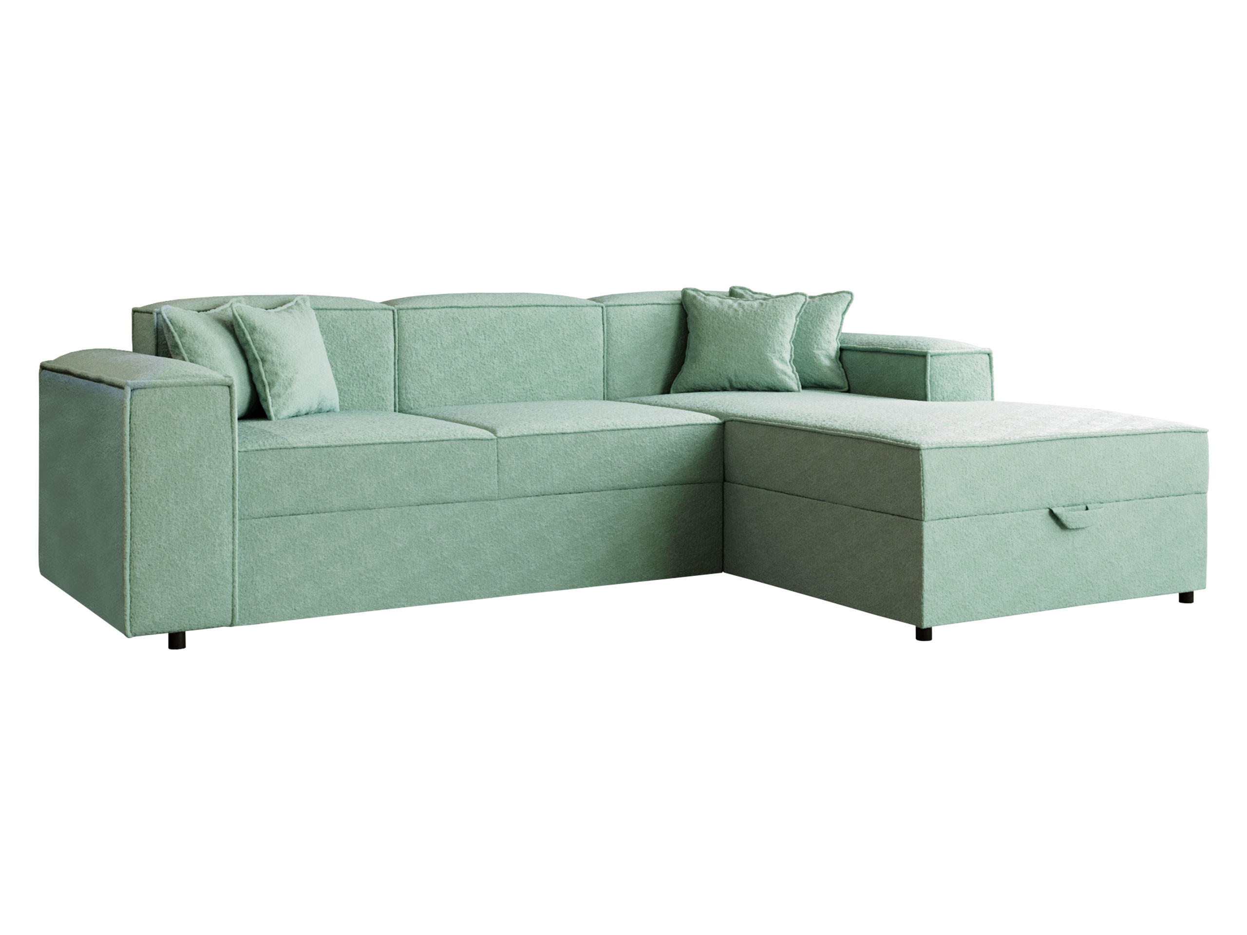 ECKSOFA Santos L, Seite: Rechts - Schwarz/Mintgrün, Holzwerkstoff/Kunststoff (253/166cm) - MIRJAN24