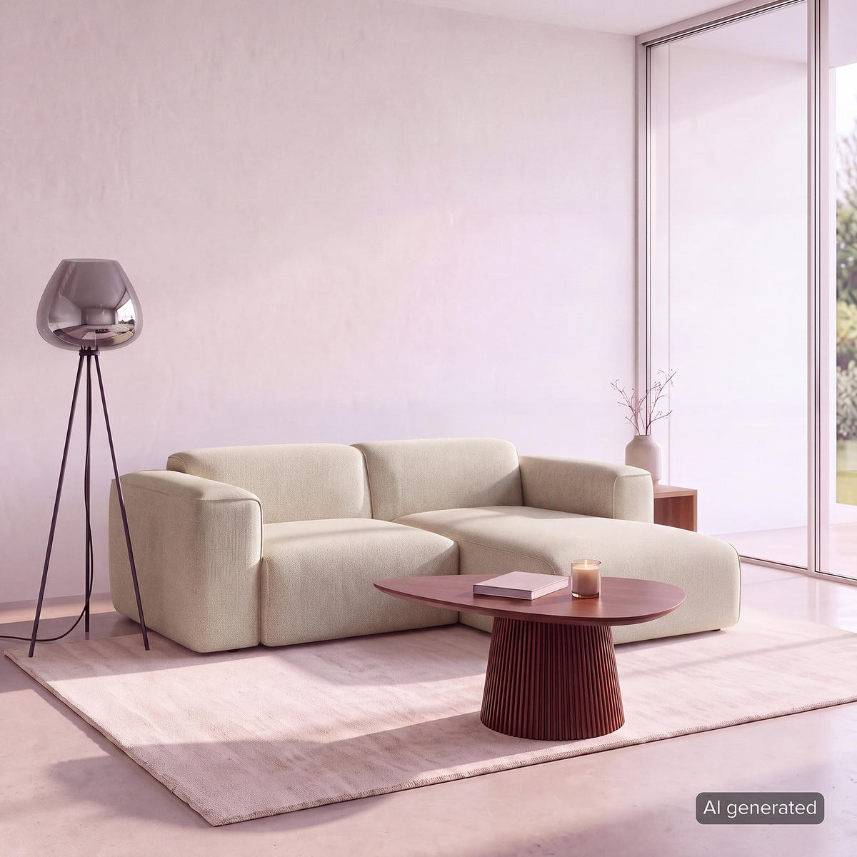 1,5-SITZER ECKSOFA mit Longchair - Beige/Schwarz, Kunststoff/Textil (260/173cm) - home24