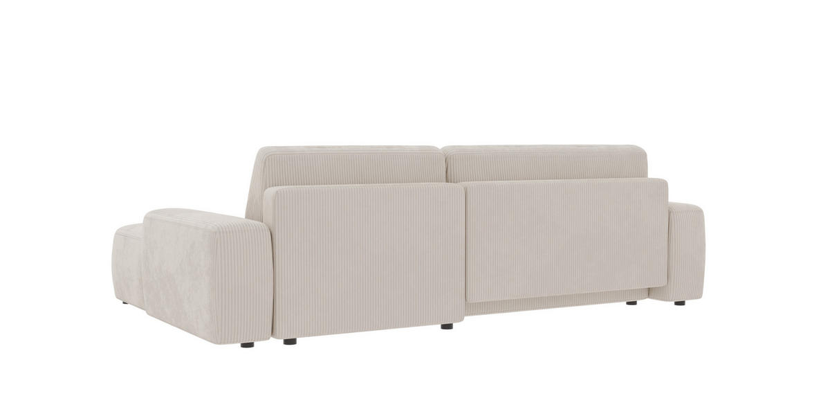 ECKSOFA Nancy Beige Cord - Beige/Schwarz, Holz/Kunststoff (264/162cm) - S-Style Möbel