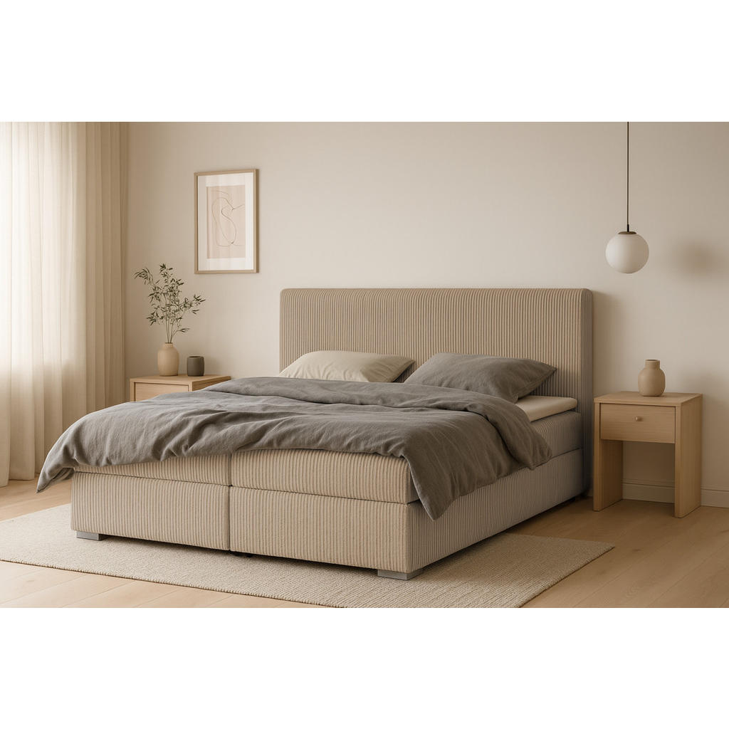 Thumbnail - Deine Möbel 24 Boxbett, Beige, Holz, Holzwerkstoff, Textil, H3, 160x200 cm, Schlafzimmer, Betten, Boxspringbetten