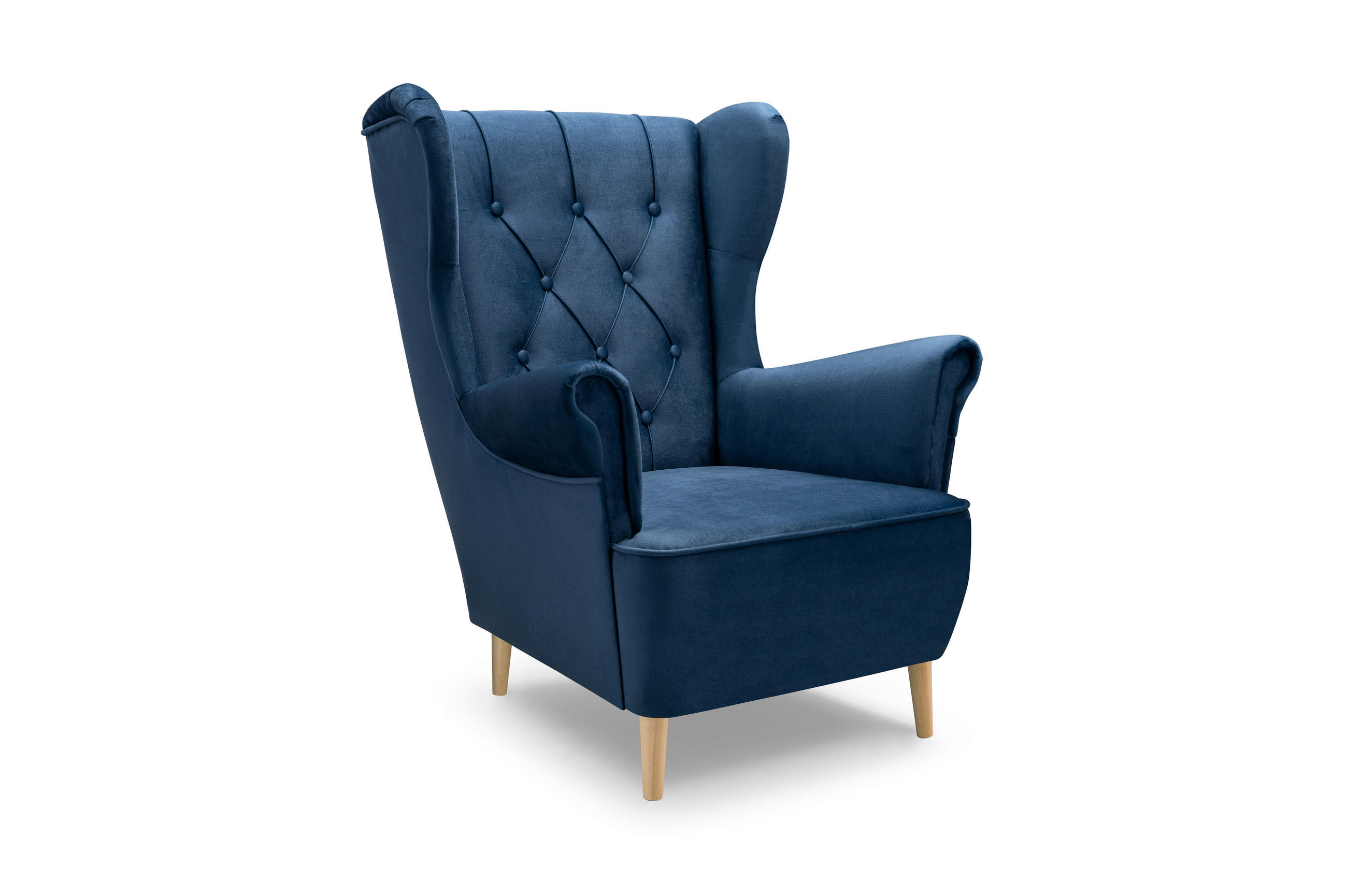 SESSEL TIBER, Polstersessel Glamour Loungesessel, Velours-Stoff Blau - Blau, Holz/Holzwerkstoff (75/104/85cm) - MASSENO