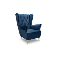 SESSEL TIBER, Polstersessel Glamour Loungesessel, Velours-Stoff Blau - Blau, Holz/Holzwerkstoff (75/104/85cm) - MASSENO