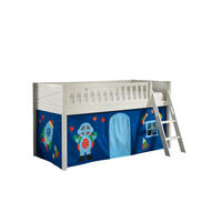KINDERBETT Karyl 208x114x135 Massivholz Weiß Textilset Astro 1 - Blau/Weiß, Holz (90/200cm) - 58aufmkessel