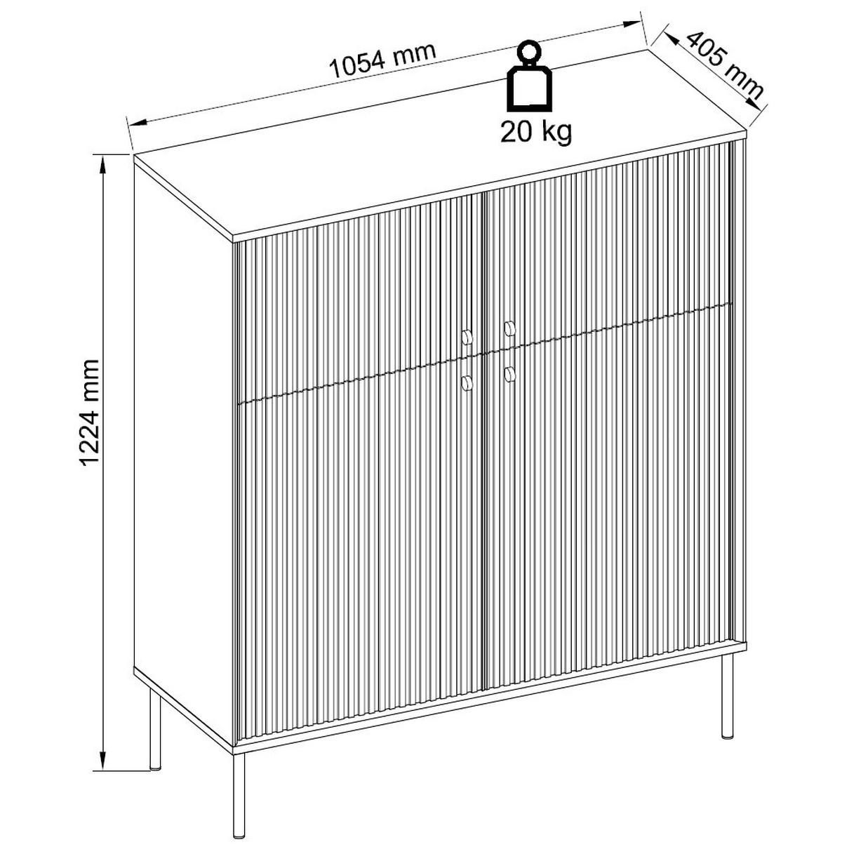 HIGHBOARD Iris grau matt 105,4 / 40,5 / 122,4cm - Schwarz/Grau, Holz/Holzwerkstoff (106/123/41cm) - Feldmann-Wohnen