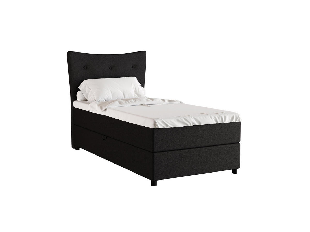 BOXBETT Nevada 100x200 cm Polsterbett mit hochwertiger Bonell-Matratze und Topper - Anthrazit - Dunkelgrau, Holz (100/200cm) - Homesy