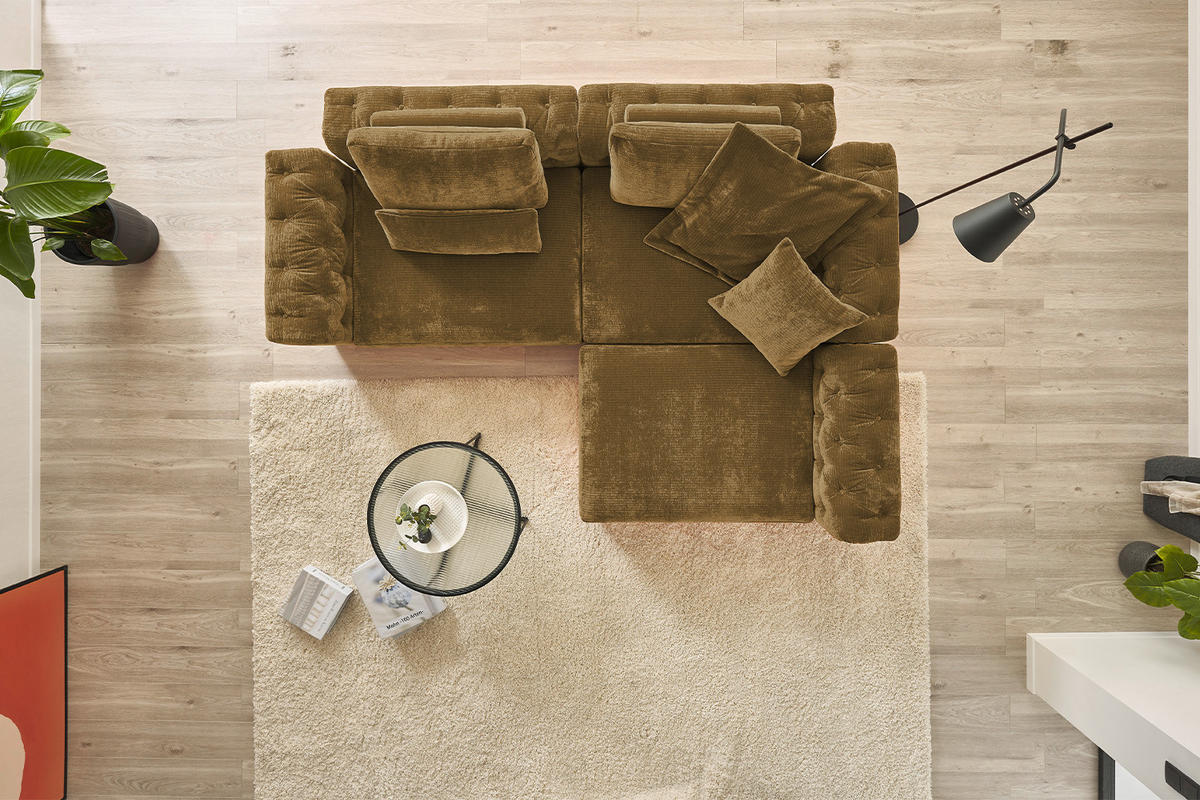 MODULSOFA SEPHI Braun Cord - Dunkelbraun/Schwarz, Kunststoff/Textil (268/62/191cm) - KAWOLA