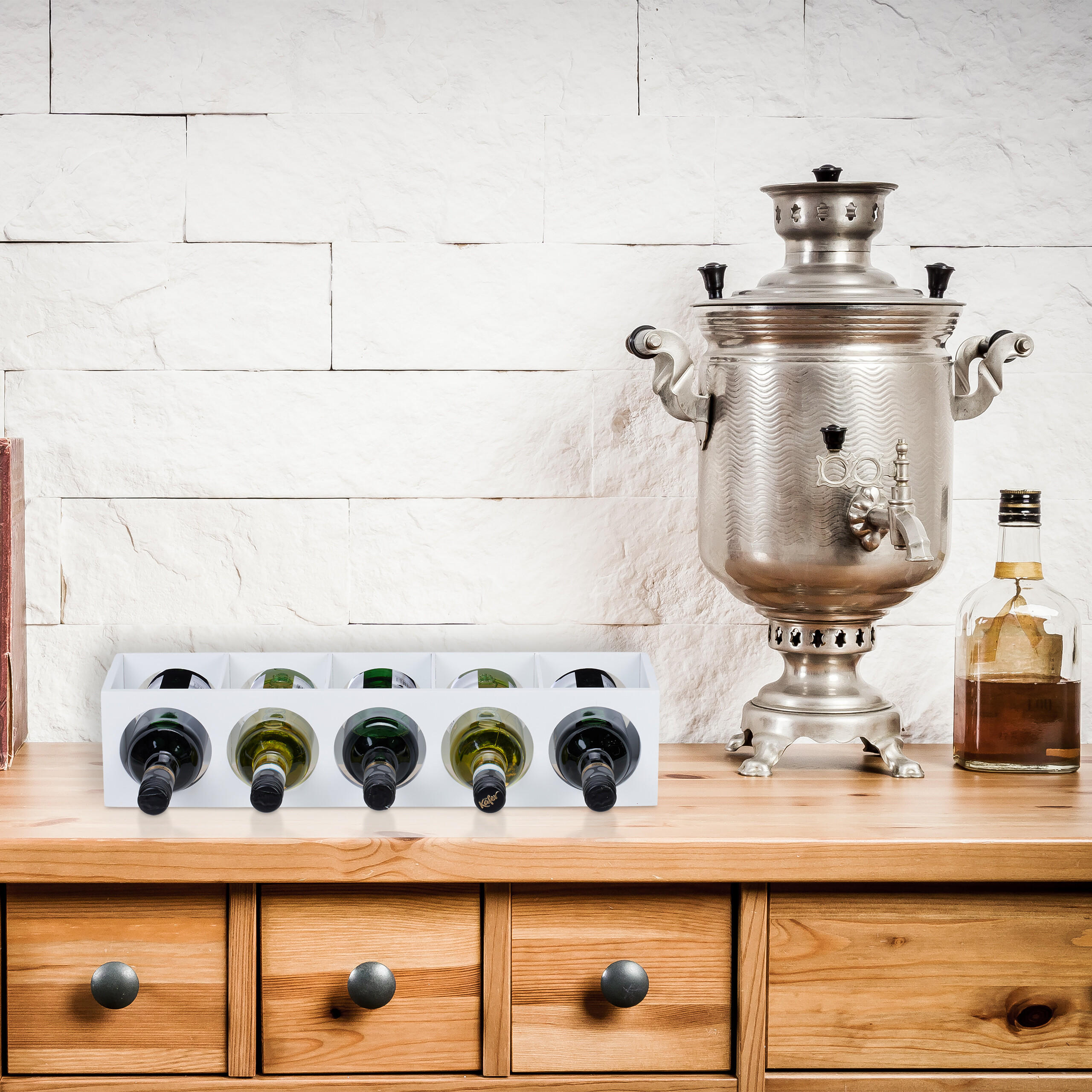 2xWEINREGAL - Weiß, Holz (14/53/12cm) - Relaxdays