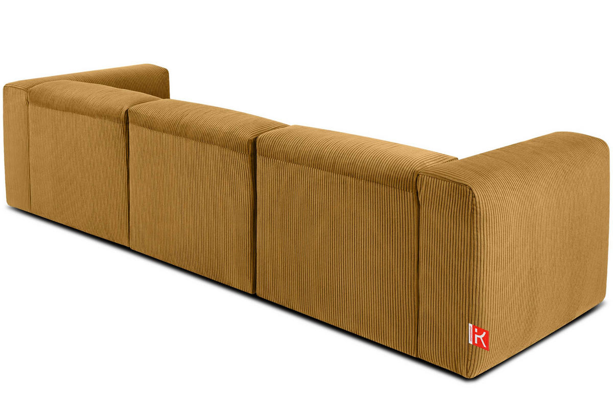 3-SITZER-MODULSOFA BUFFO mit extrem weicher und bequemer Sitzfläche, Kordstoff, gelb - Gelb, Textil (290/73/96cm) - KONSIMO®