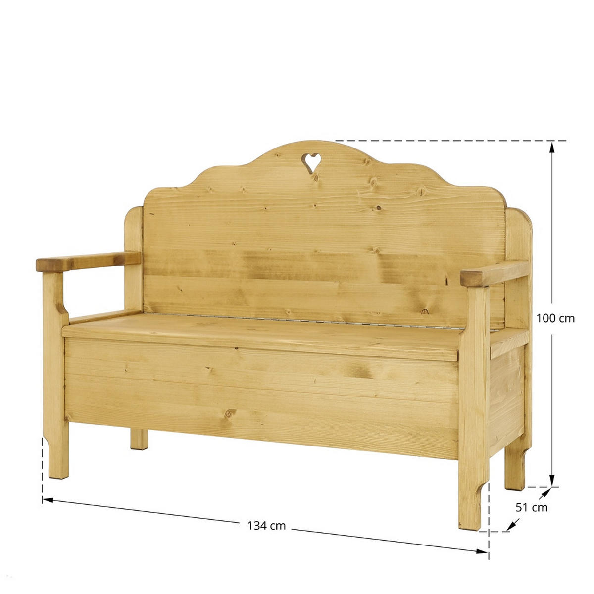 SITZBANK aus Massivholz MEXICANA - Honig, Holz (134/100/51cm) - Seart