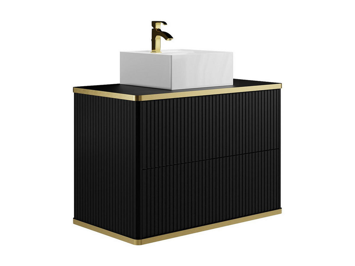 EINZELWASCHTISCH - 80 cm x 47 cm - Holz, Platte - Schwarz - KELIZA - Schwarz, Holz (80/54/47cm) - Vente-Unique