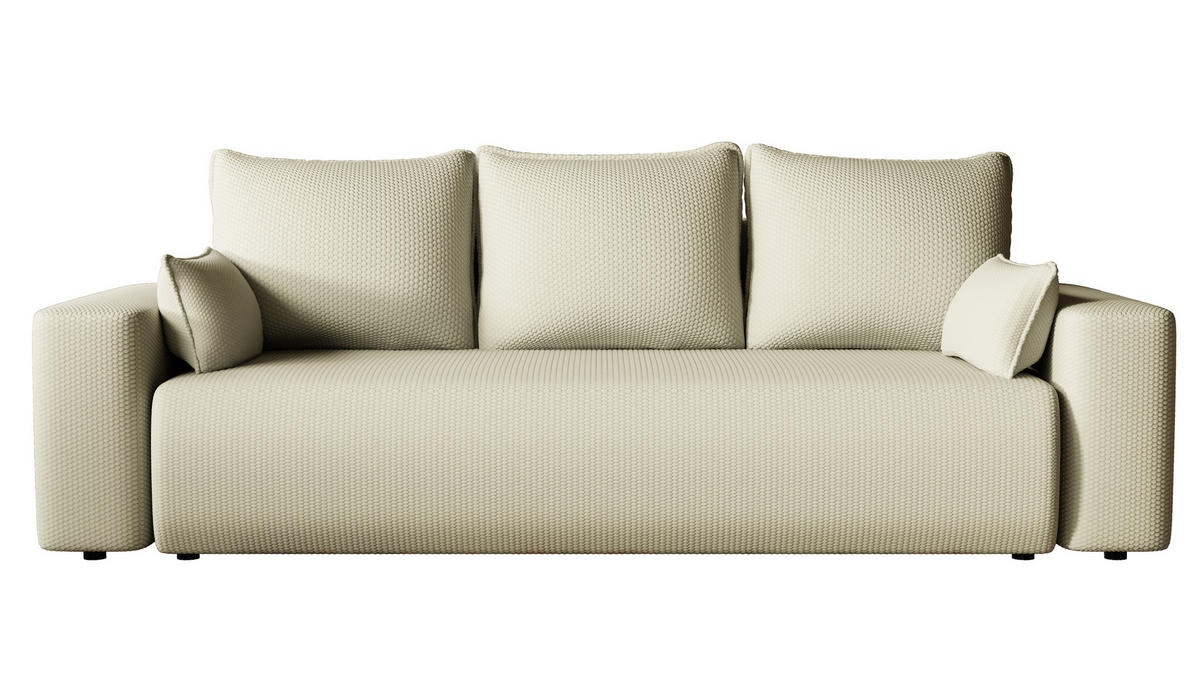 SOFA Bubi mit Bettkasten und Schlaffunktion, Cordstoff - Beige, Holzwerkstoff (242/85/95cm)