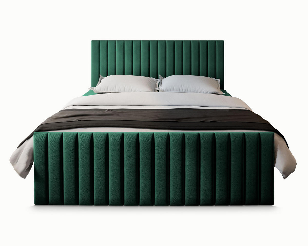 POSTEL BOXSPRING ARION 160x200 cm, s matrací a úložným prostorem, tmavě zelená - tmavě zelená, kompozitní dřevo/textil (160/200cm) - MASSENO