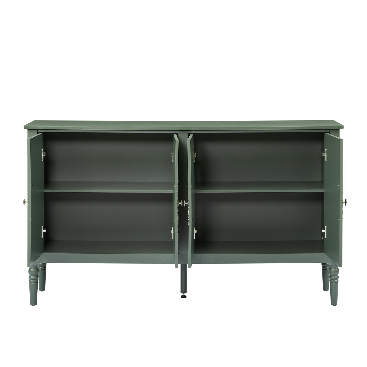 SIDEBOARD DE-38847 160/40/89 cm antike Relief-Schnitzereien Vintagegrün - Grün, Holzwerkstoff (160/89/40cm) - ComfortXL