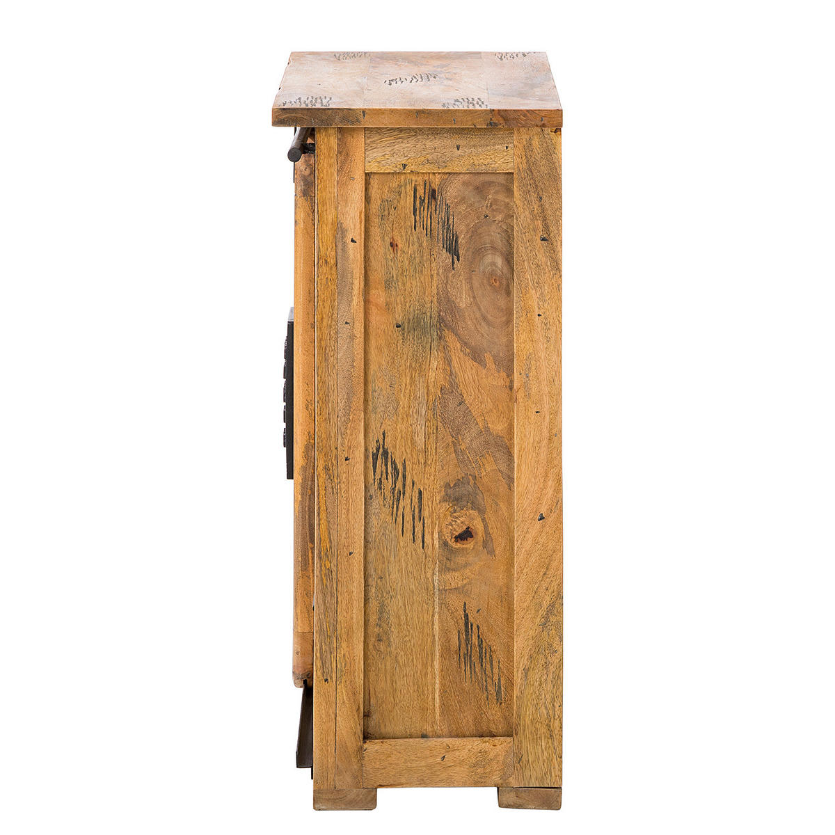 KOMMODE - Mango massiv / Eisen - Mango / Schwarz - Braun, Holz/Metall (75/90/36cm) - home24