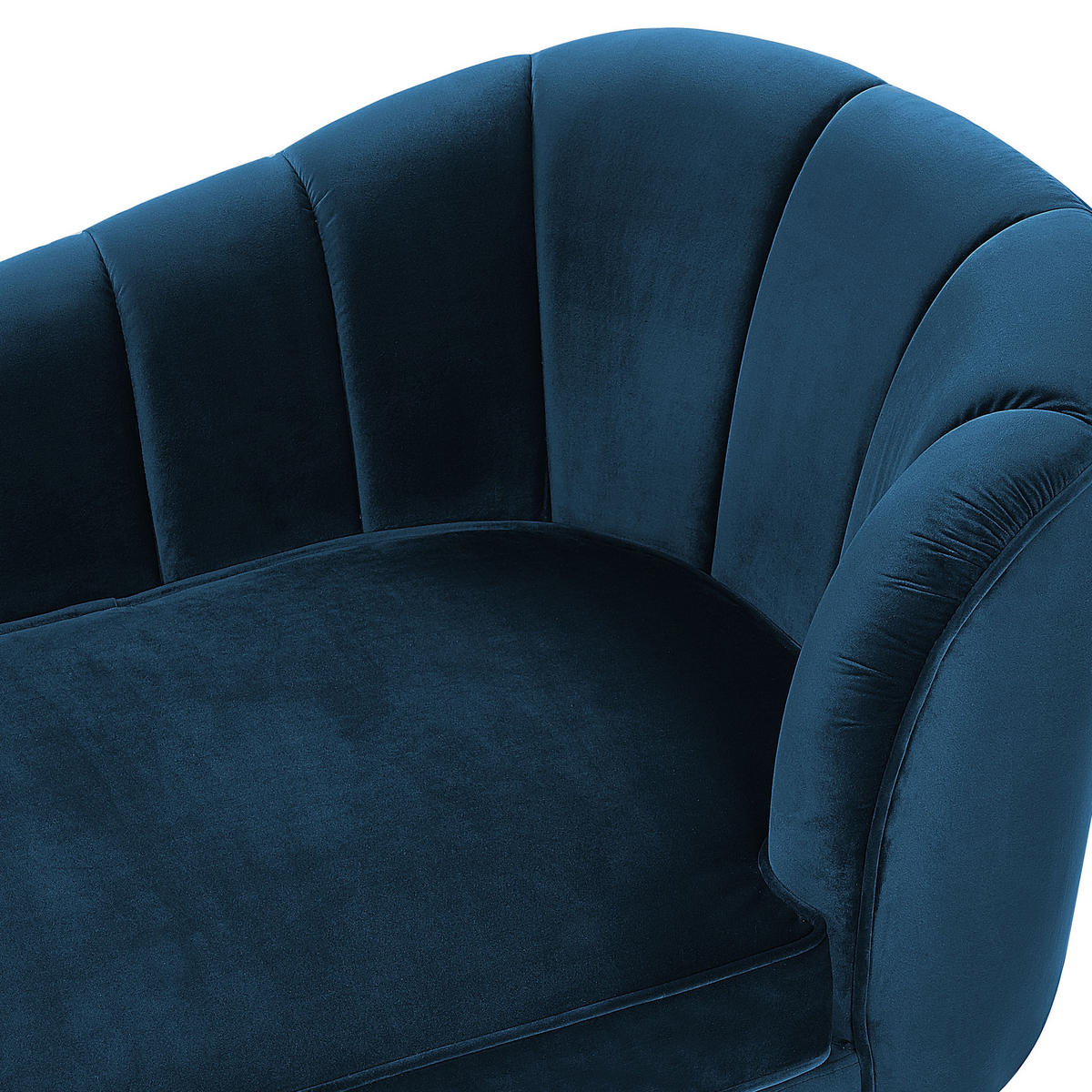 CHAISELONGUE Samtstoff marineblau rechtsseitig Allier - Blau/Goldfarben, Textil (150/75/76cm) - Beliani