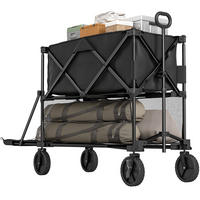 GARTENWAGEN DE-18767 2-stöckig, 350L & All-Terrain-Räder Schwarz - Schwarz, Metall (50/102/142cm) - ComfortXL