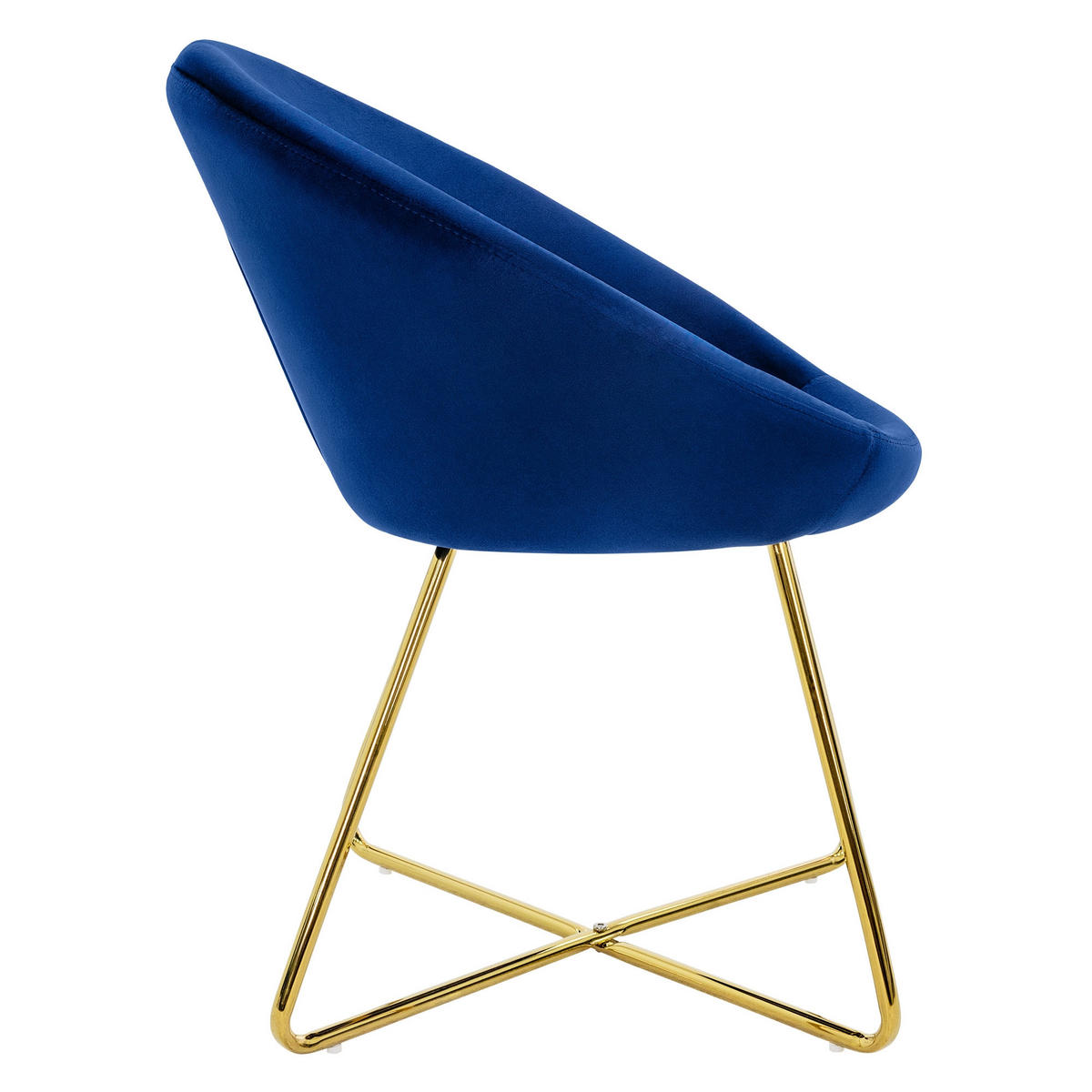 STUHL Samt blau - Blau, Metall (58/74/65cm) - ML-DESIGN