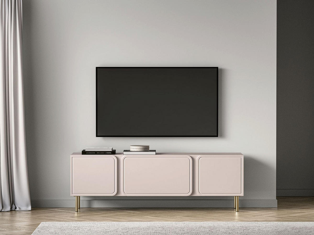 TV stolík Loppa Kašmírovo béžový 160/53/40 cm - zlatá/béžová, kompozitné drevo (160/53/40cm) - Selsey