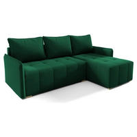 ECKSOFA GREND, L-Form mit Schlaffunktion und Bettkasten, Grün, rechts, Veloursstoff - Grün, Textil (210/140cm) - Sepro Meble