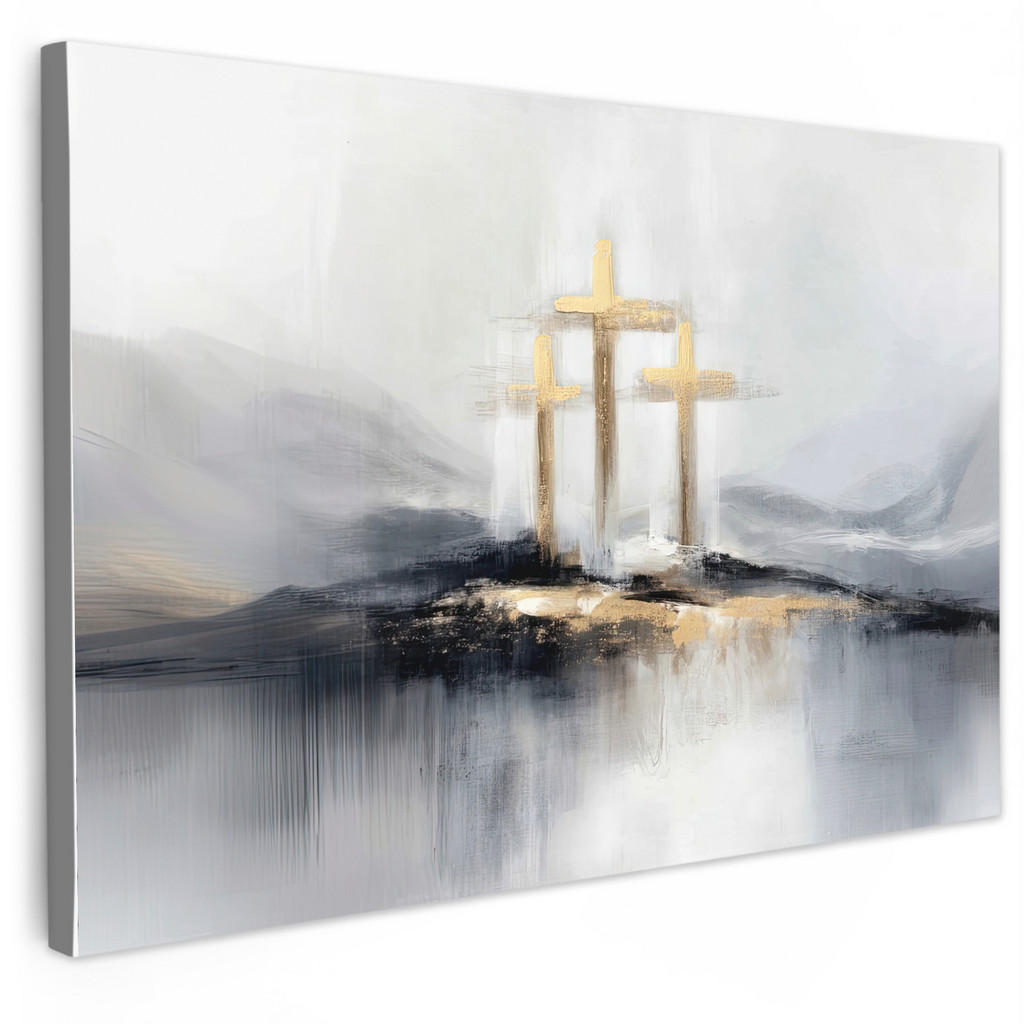 MuchoWow OBRAZ NA PLÁTNĚ Abstraktní - Malba - Křesťanství - Kříž 60x40 cm