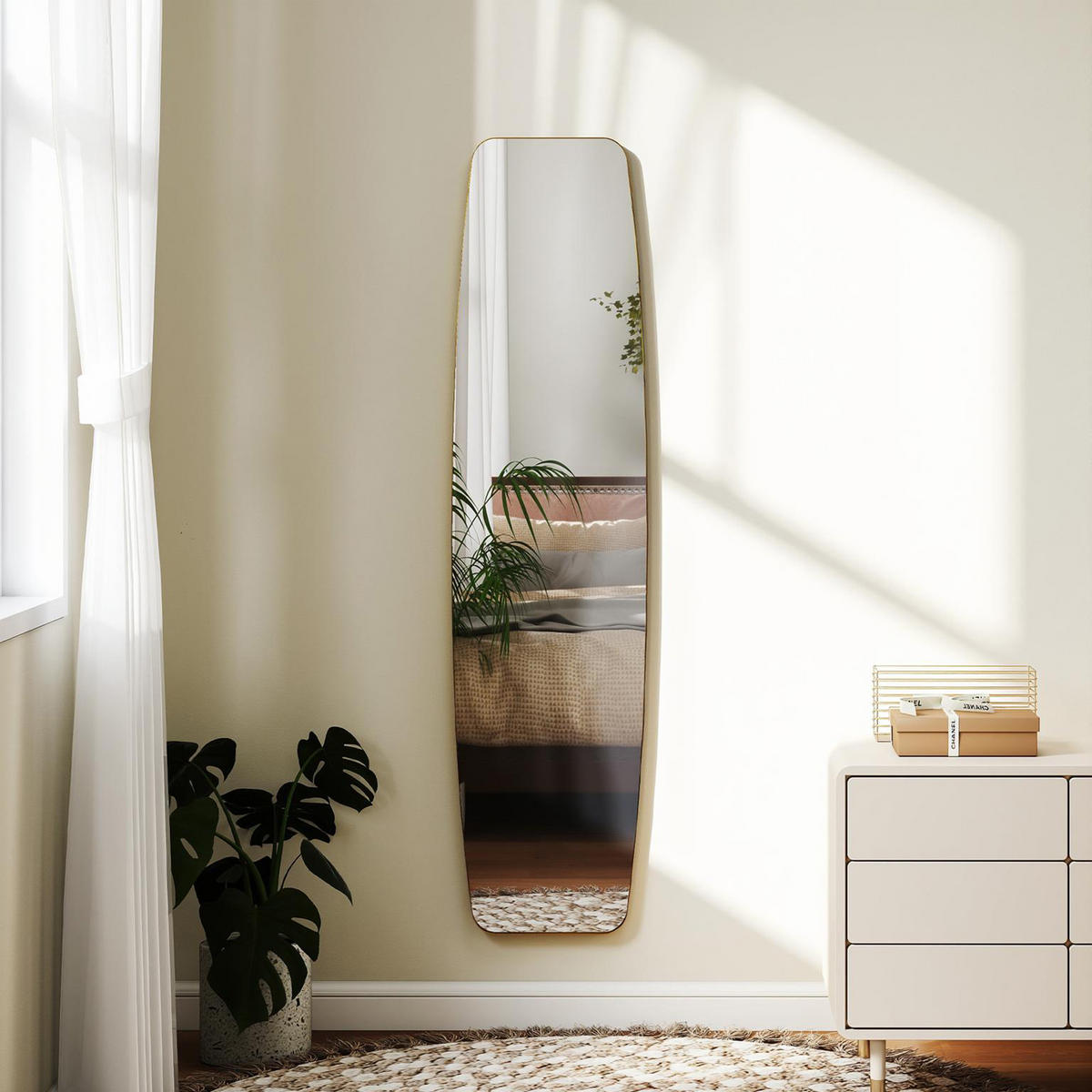 WANDSPIEGEL Glas MDF Gold - Goldfarben, Glas/Metall (40/3/160cm) - HOMCOM