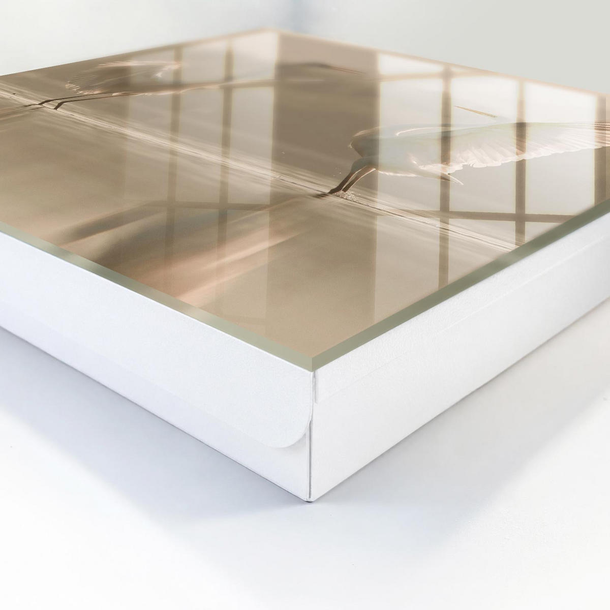 SCHLÜSSELBOX Weiß 30x30 cm – Türöffnung nach rechts - Vogeltanz - Beige, Metall (30/30/5cm) - TULUP