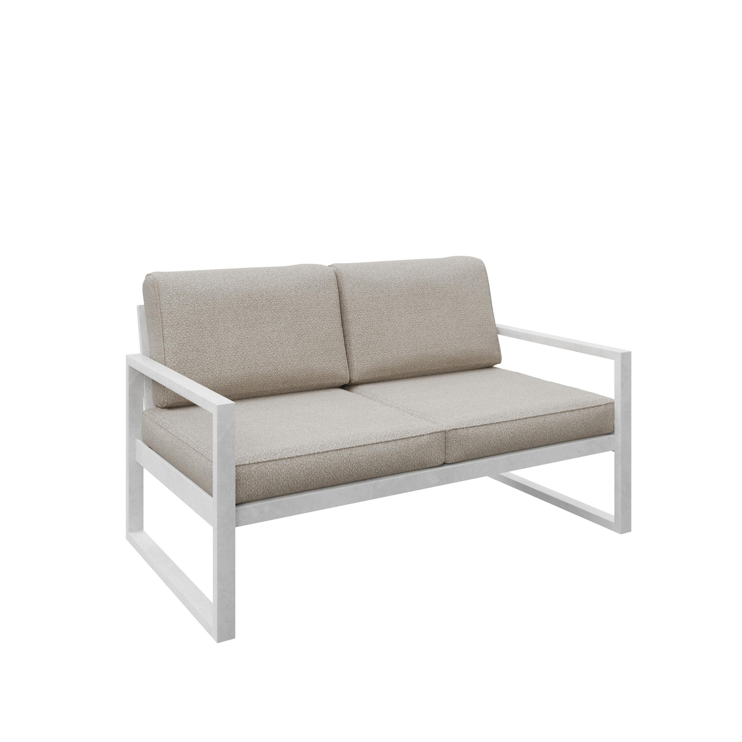 GARTENSOFA 2 Sitzer Madera 146x80cm, weiß, ecru - Ecru/Weiß, Kunststoff/Metall (146/86/80cm) - Margaret Hadas24