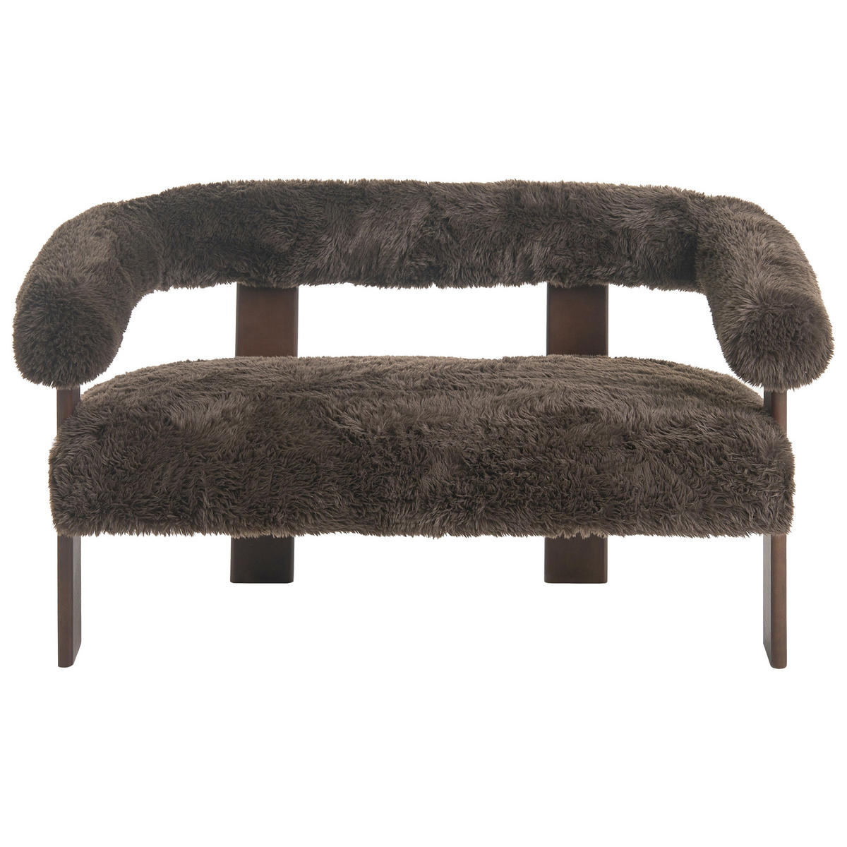 2-SITZER-SOFA Webpelz Dunkelbraun Ilbro - Dunkelbraun, Textil (138/76/68cm) - Beliani