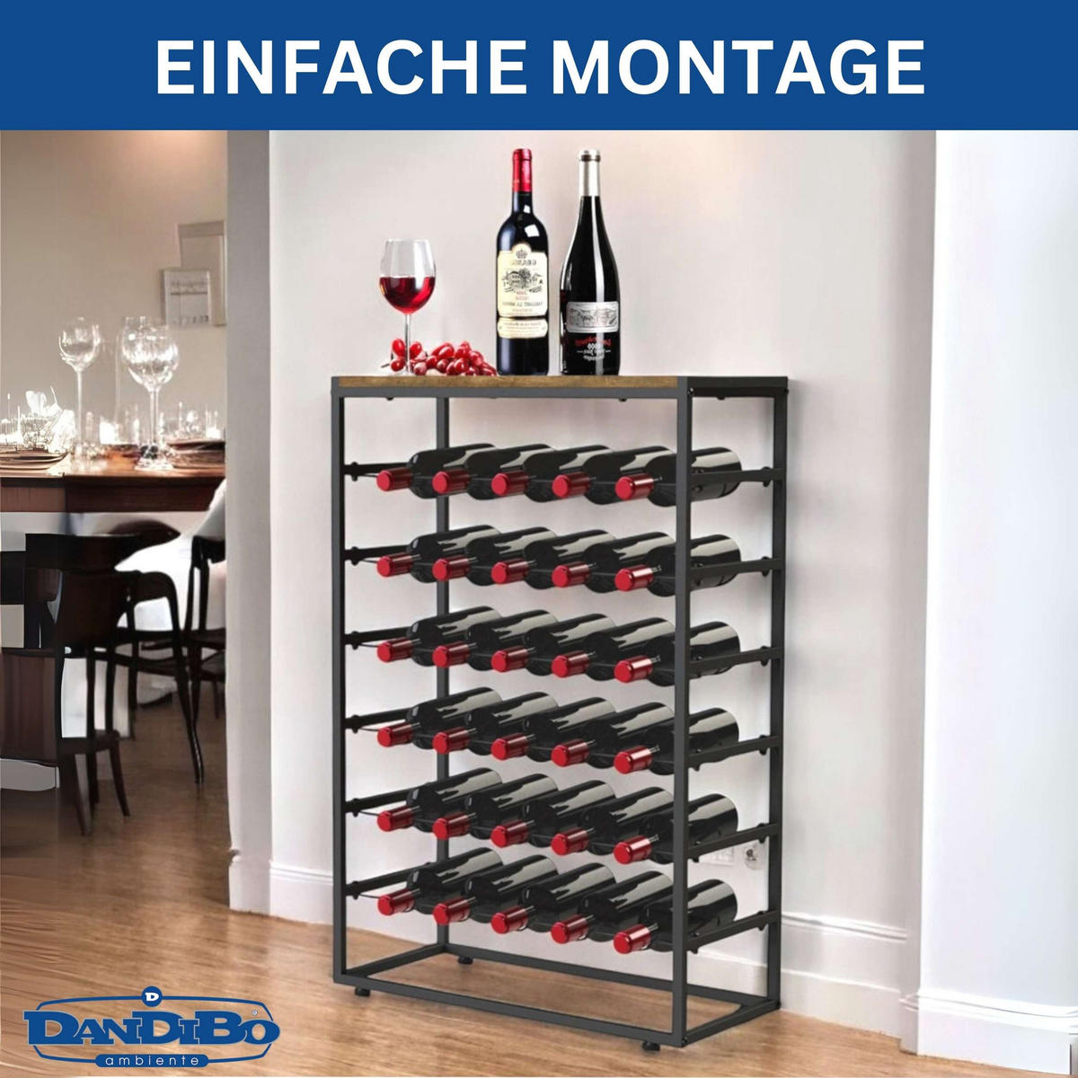 WEINREGAL Metall Freistehend 30 Flaschen - Schwarz, Metall (59/88/30cm) - DanDiBo
