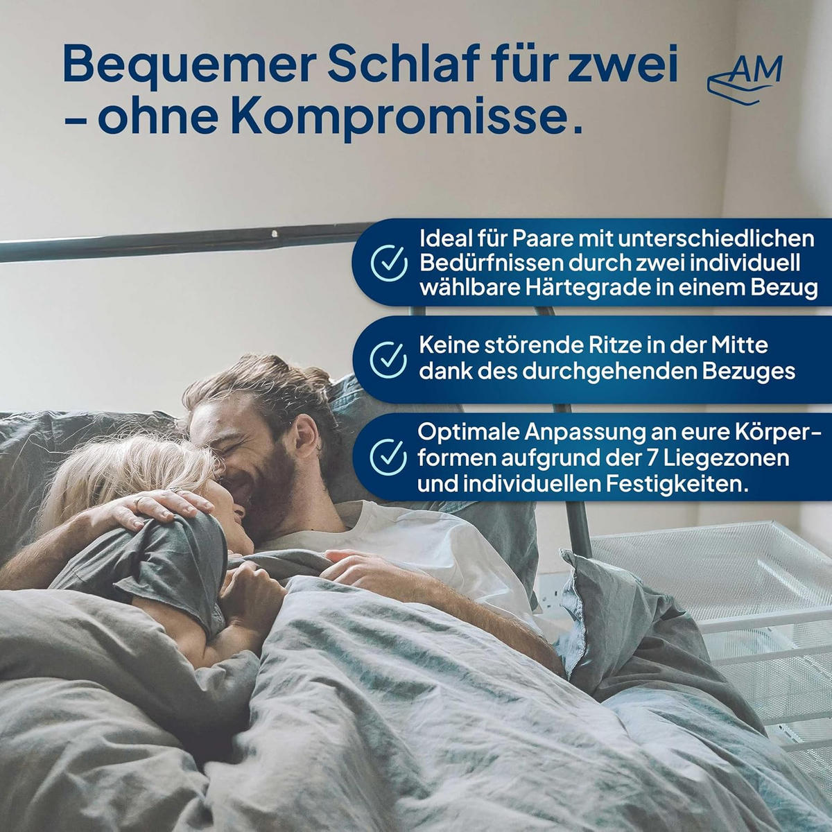 PARTNER-TASCHENFEDERKERNMATRATZE Premium 1000 Federn mit Tencel Bezug - Härtegrad H4 & H5 - 200x200cm - Weiß, Textil (200/200cm) - AM Qualitätsmatratzen