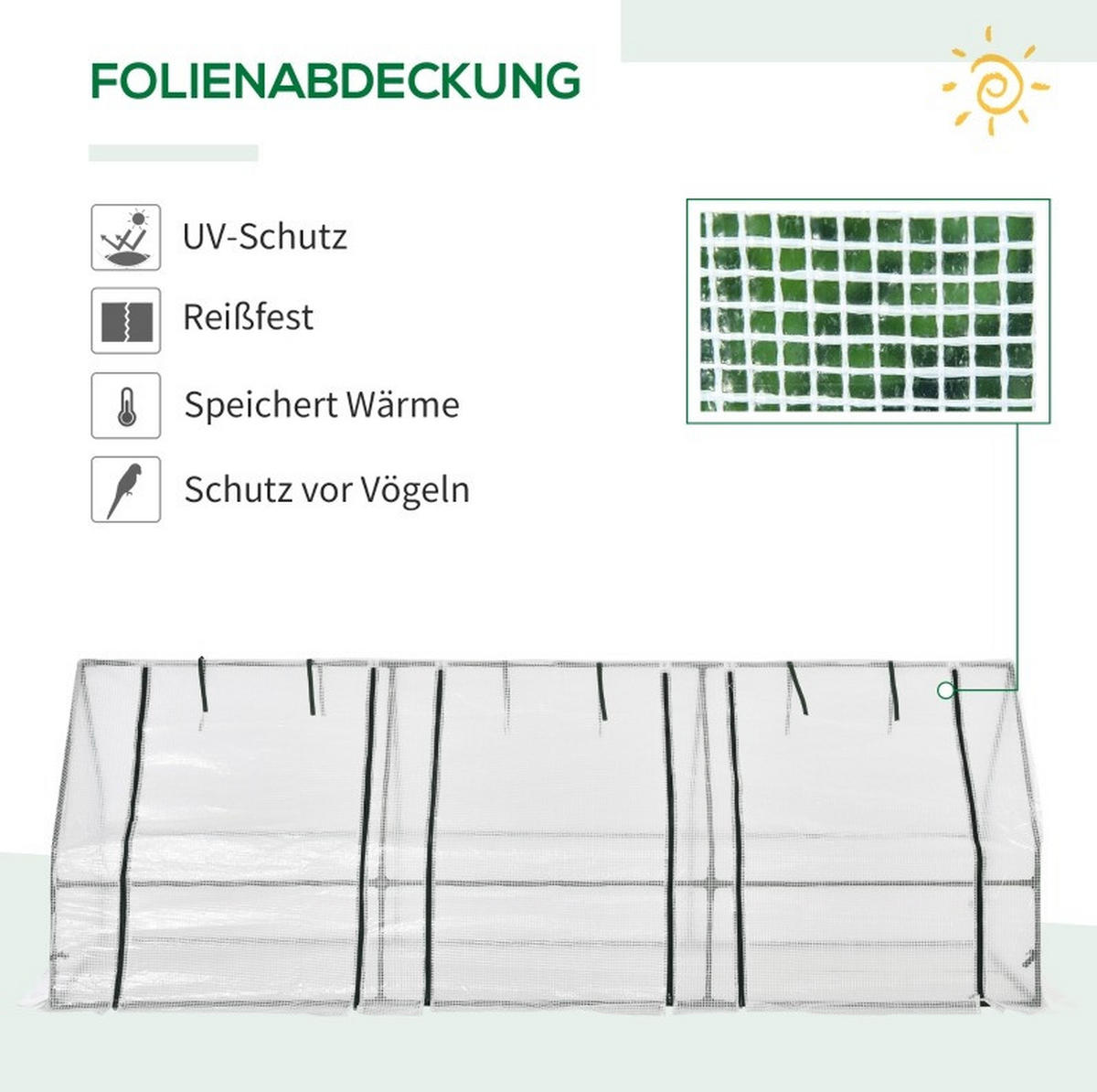 GEWÄCHSHAUS aus Stahl 270x90x90 cm in Weiß mit Rollfenstern - Weiß, Metall (90/90/270cm) - Modfu