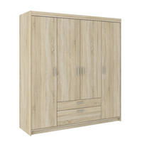 KLEIDERSCHRANK Storicos Sonoma Eiche 176,3/190,5/53 cm - 4T2S Modern mit Schubladen - Beige, Holzwerkstoff/Kunststoff (176.3/190.5/53cm) - AX Living