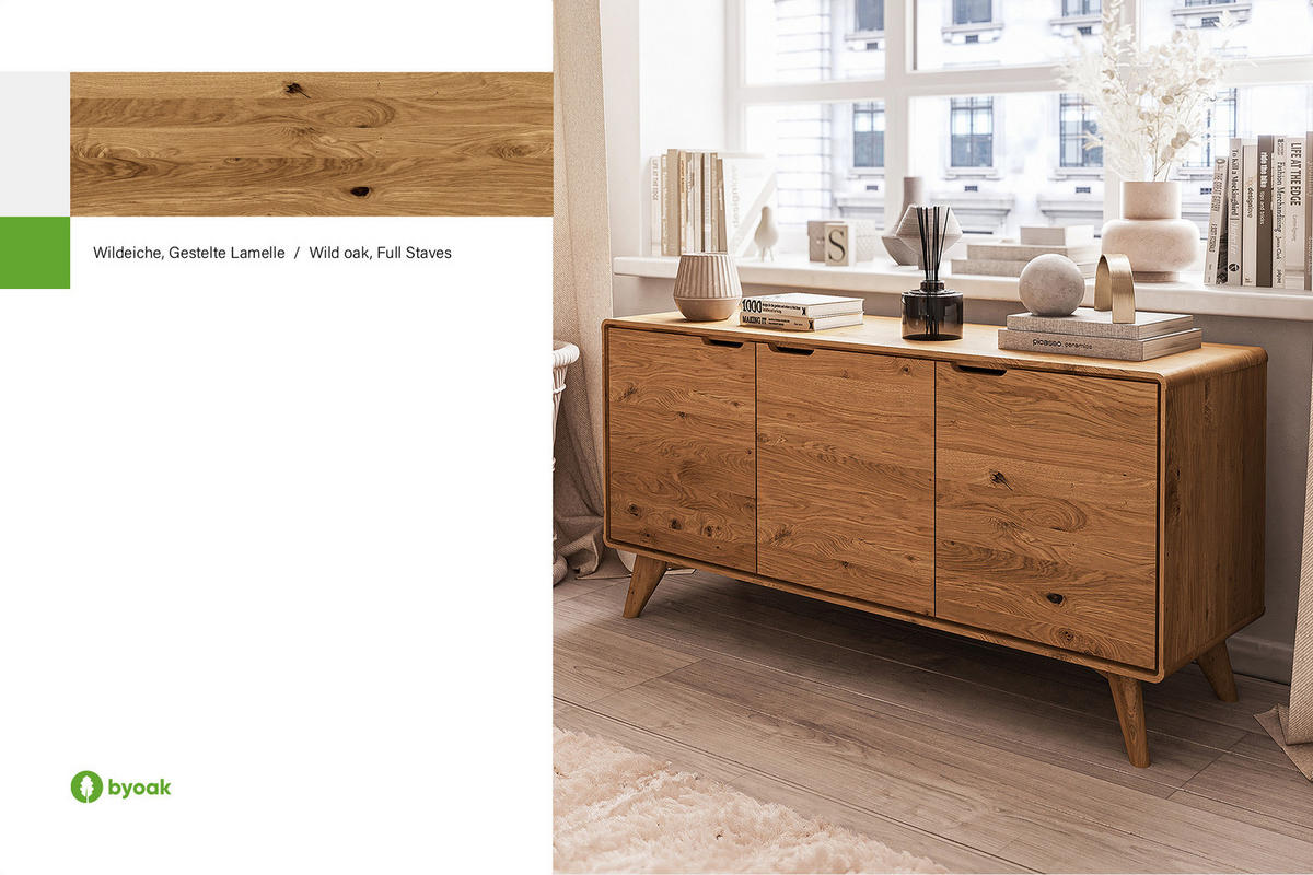KOMMODE GREG Wildeiche - Wildeiche, Holz (134/63/40cm) - byoak