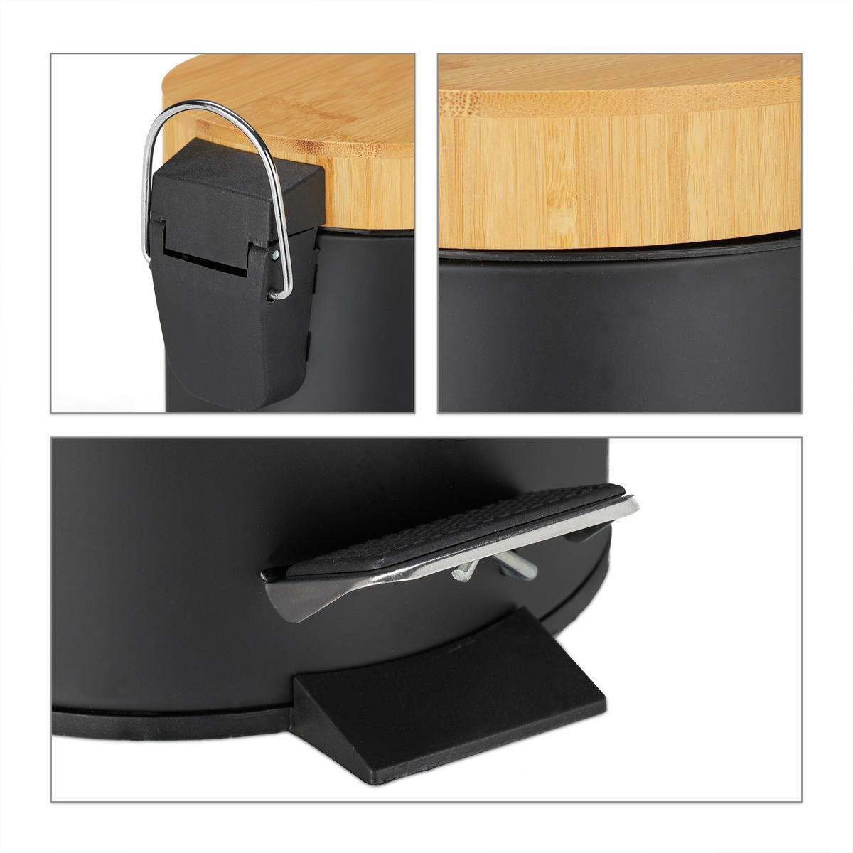 KOSMETIKEIMER - Schwarz, Holz/Kunststoff (17/24.5/23cm) - Relaxdays