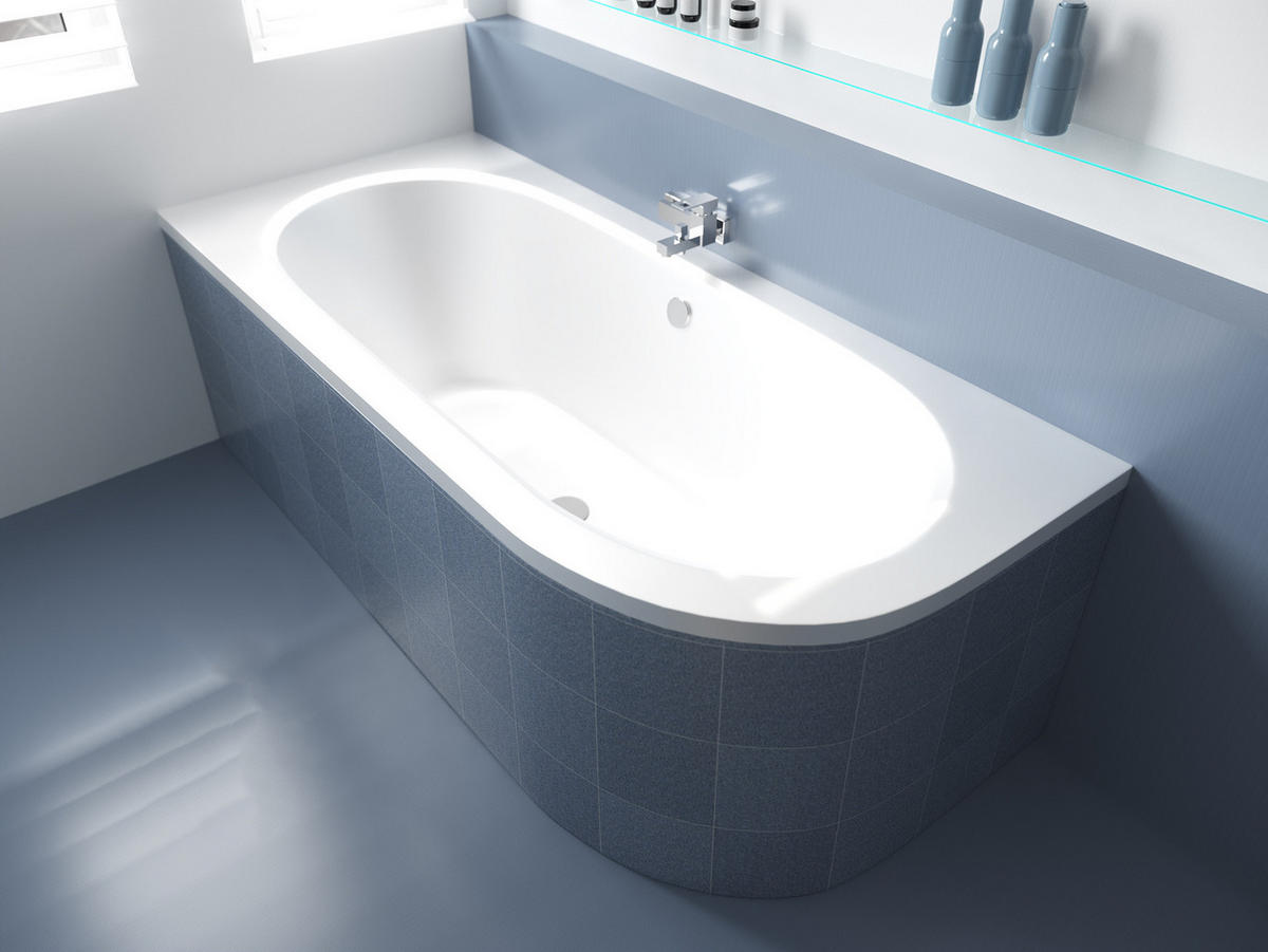 BADEWANNE Eckwanne AVITA 180/80 Links Ablauf & Füße - Weiß, Kunststoff (80/55.5/180cm) - bad land